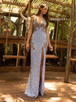 Style 3211 Primavera Purple Size 0 Lavender Tall Height Side slit Dress on Queenly