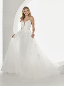 Style 14112 Panoply White Size 6 Ivory Wedding Spaghetti Strap Cotillion Ball gown on Queenly