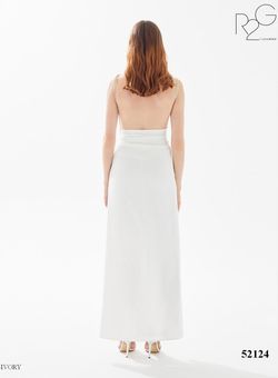 Style 52124 Tarik Ediz White Size 4 Ivory Prom Tall Height Side slit Dress on Queenly