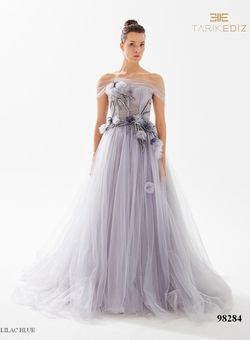 Style 98284 Tarik Ediz Blue Size 10 Lavender Tall Height Ball gown on Queenly