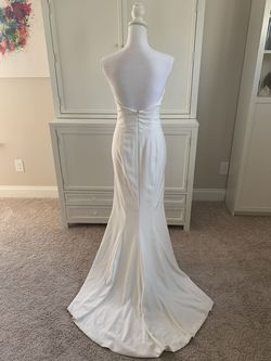 BHLDN White Size 6 Ivory Floor Length Wedding Free Shipping Train Dress on Queenly