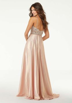 Style 45060 MoriLee Gold Size 00 Lace Overskirt Train Dress on Queenly