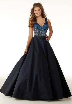 Style 45037 MoriLee Blue Size 24 45037 Black Tie Plus Size Ball gown on Queenly