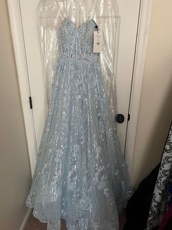 Sherri Hill Blue Size 0 Prom Floor Length Ball gown on Queenly