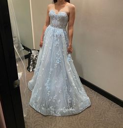 Sherri Hill Blue Size 0 Prom Floor Length Ball gown on Queenly