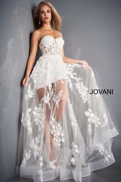 Style 02845 Jovani White Size 6 Tall Height Prom A-line Dress on Queenly