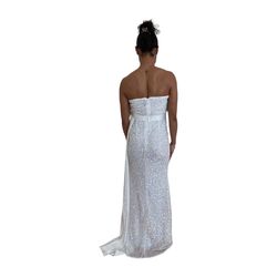 Style -1 generic White Size 10 Jersey Sheer Pattern Backless Straight Dress on Queenly
