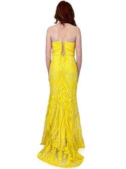 Style 8265 Marc Defang Yellow Size 0 Black Tie Side slit Dress on Queenly