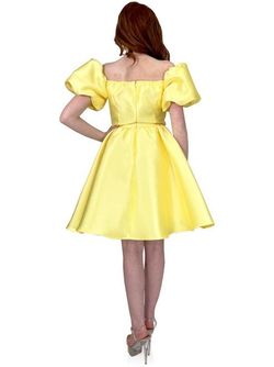 Style 8215 Marc Defang Yellow Size 12 Plus Size Cocktail Dress on Queenly
