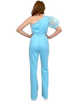 Style 8179 Marc Defang Blue Size 6 Tall Height Jumpsuit Dress on Queenly