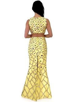 Style 8256 Marc Defang Yellow Size 16 Black Tie Plus Size Prom Mermaid Dress on Queenly