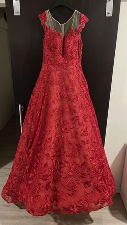 Tarik Ediz Red Size 8 Jewelled Floor Length Prom Free Shipping Ball gown on Queenly