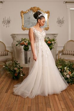 Style third image Luxe Collection Bridal Nude Size 12 Floor Length Tall Height Sweetheart A-line Dress on Queenly
