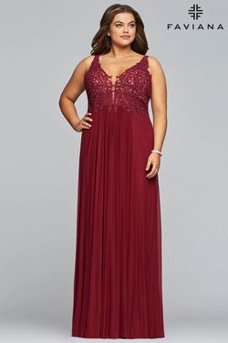 Style 9428 Faviana Red Size 22 9428 Maroon Military A-line Dress on Queenly