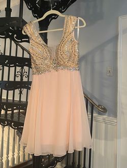 Style TS11584 Tony Bowls Pink Size 6 Sorority Formal Jewelled Flare Shiny Cocktail Dress on Queenly