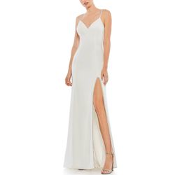 Style 55706 Mac Duggal White Size 2 Polyester Spaghetti Strap Prom Side slit Dress on Queenly