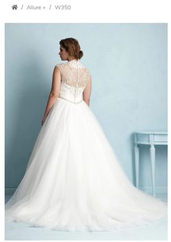 Style W350 Allure White Size 30 Jewelled Tulle Sleeves Ball gown on Queenly