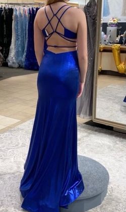 Ellie Wilde Blue Size 4 Prom Jersey Pageant Mermaid Dress on Queenly