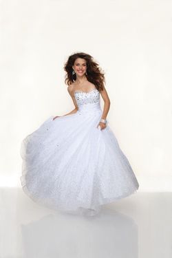 Style 93045 MoriLee White Size 8 Floor Length Mori Lee Ball gown on Queenly