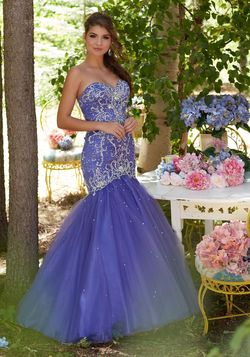 Style 99132 MoriLee Blue Size 4 Floor Length 99132 Prom Mermaid Dress on Queenly