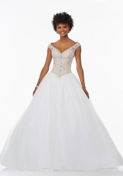 Style 99078 MoriLee White Size 0 Pageant 99078 Prom Ball gown on Queenly