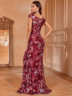 Style FSWD0747 Faeriesty Red Size 12 Burgundy Tall Height Polyester Sweetheart Side slit Dress on Queenly