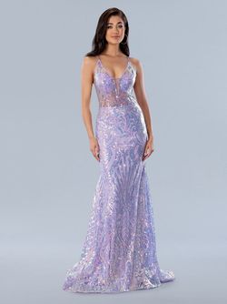 Style 24115 Stella Couture Purple Size 6 Lavender Tall Height Mermaid Dress on Queenly