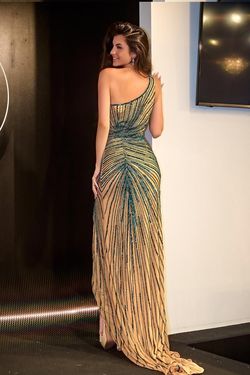 Style PS329X Portia and Scarlett Multicolor Size 14 Emerald Floor Length Tall Height Side slit Dress on Queenly