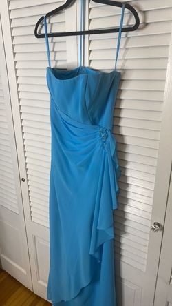 Style 5235 Raylia Designs Blue Size 10 Military Sheer Prom Straight Dress on Queenly