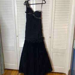 Style R9487 Riva Designs Black Size 10 Ruffles Prom Tulle Mermaid Dress on Queenly