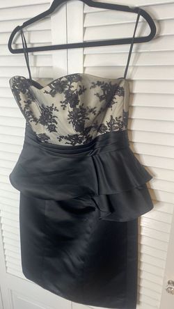 Style 7409 Eden Black Size 8 Flare Strapless Cocktail Dress on Queenly