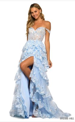 Style 55500 Sherri Hill Light Blue Size 6 Ball gown on Queenly