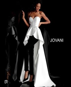 Style 1004008052 Jovani White Size 4 Jersey Sweetheart Jumpsuit Dress on Queenly