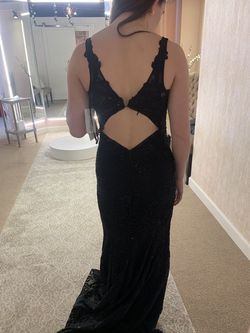 La Femme Black Size 00 Sheer Side slit Dress on Queenly