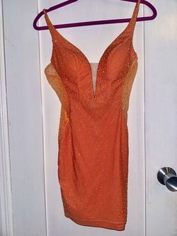 Johnathan Kayne Orange Size 00 Prom Jersey Cocktail Dress on Queenly