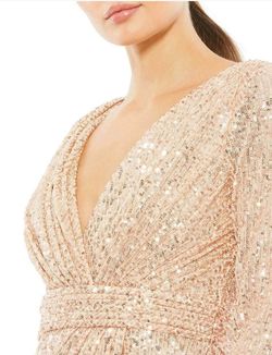 Style A26555 Mac Duggal Pink Size 8 Jersey Rose Gold Cocktail Side slit Dress on Queenly