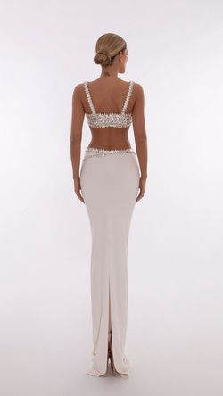 Style AD5607 Albina Dyla White Size 4 Floor Length Polyester Ad5607 Side slit Dress on Queenly