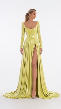 Style AD6006 Albina Dyla Yellow Size 16 Ad6006 Black Tie Plus Size Side slit Dress on Queenly
