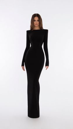 Style AD5703 Albina Dyla Gold Size 8 Backless Black Tie Side slit Dress on Queenly