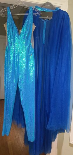 Jovani Blue Size 0 50 Off Overskirt Tall Height Jumpsuit Dress on Queenly
