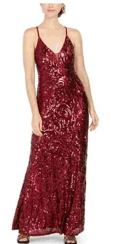 Nightway Red Size 12 Plus Size Maroon A-line Dress on Queenly