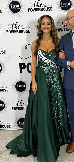 Custom Green Size 2 Strapless Ball gown on Queenly