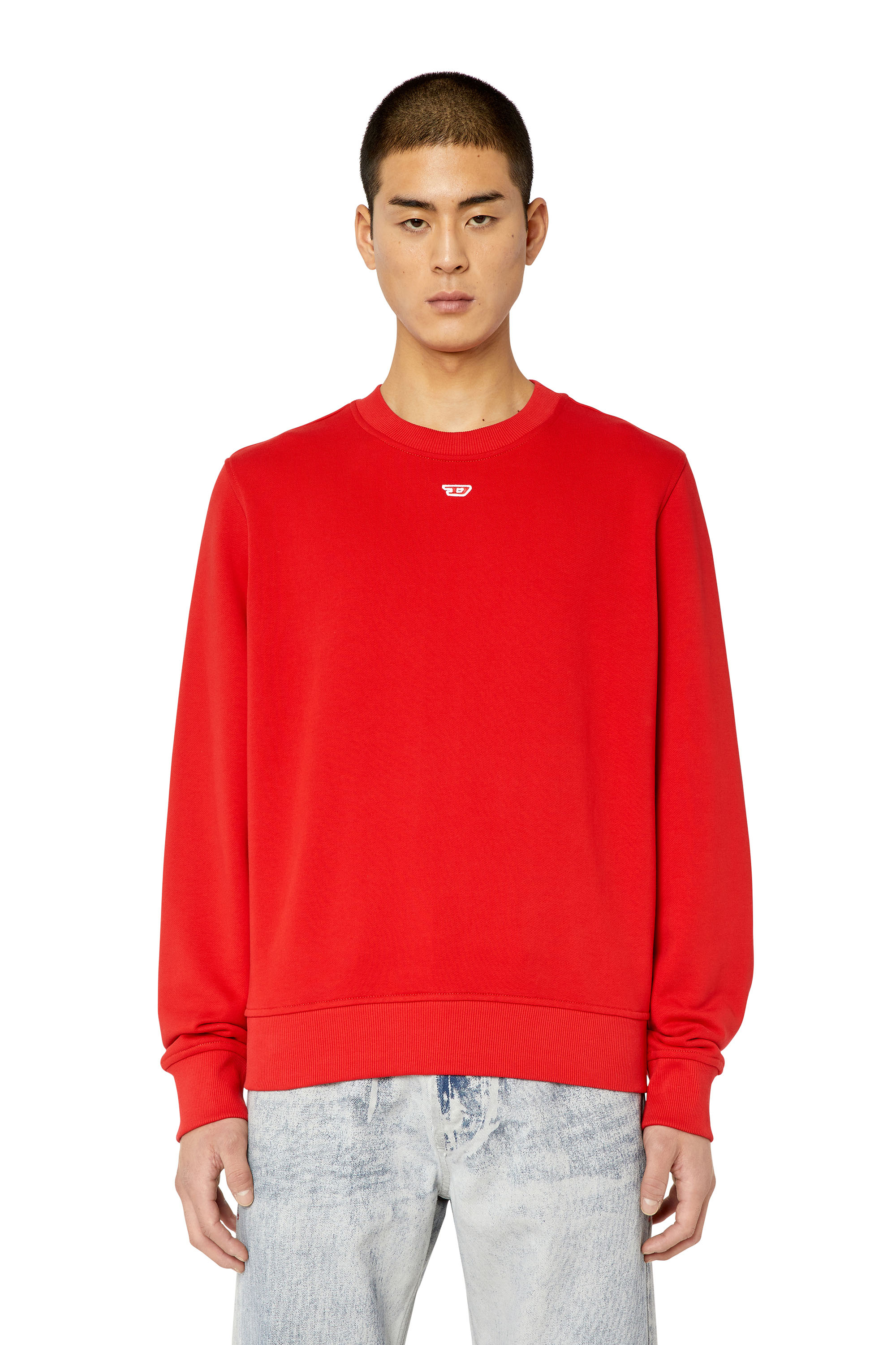 Diesel - S-GINN-D, Unisex Sweatshirt with mini D patch in Red - Image 1