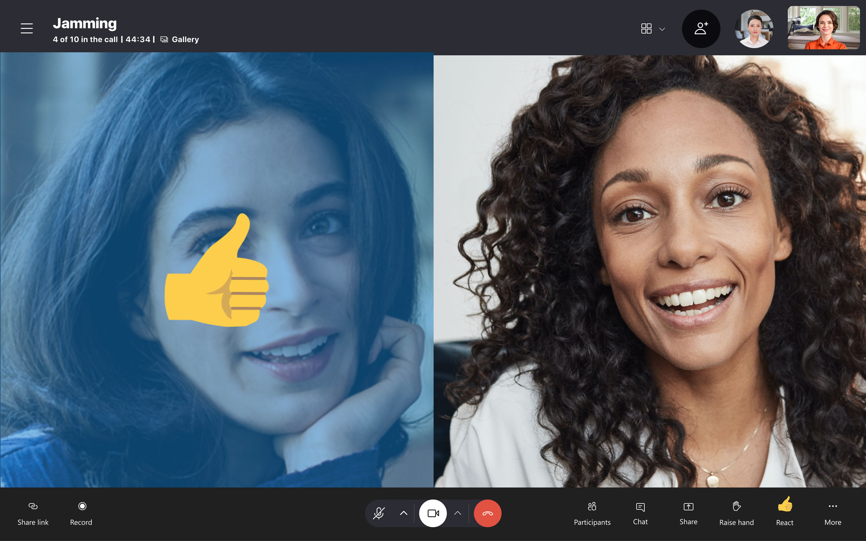 Image showing Skype call and in-call reaction on the screen