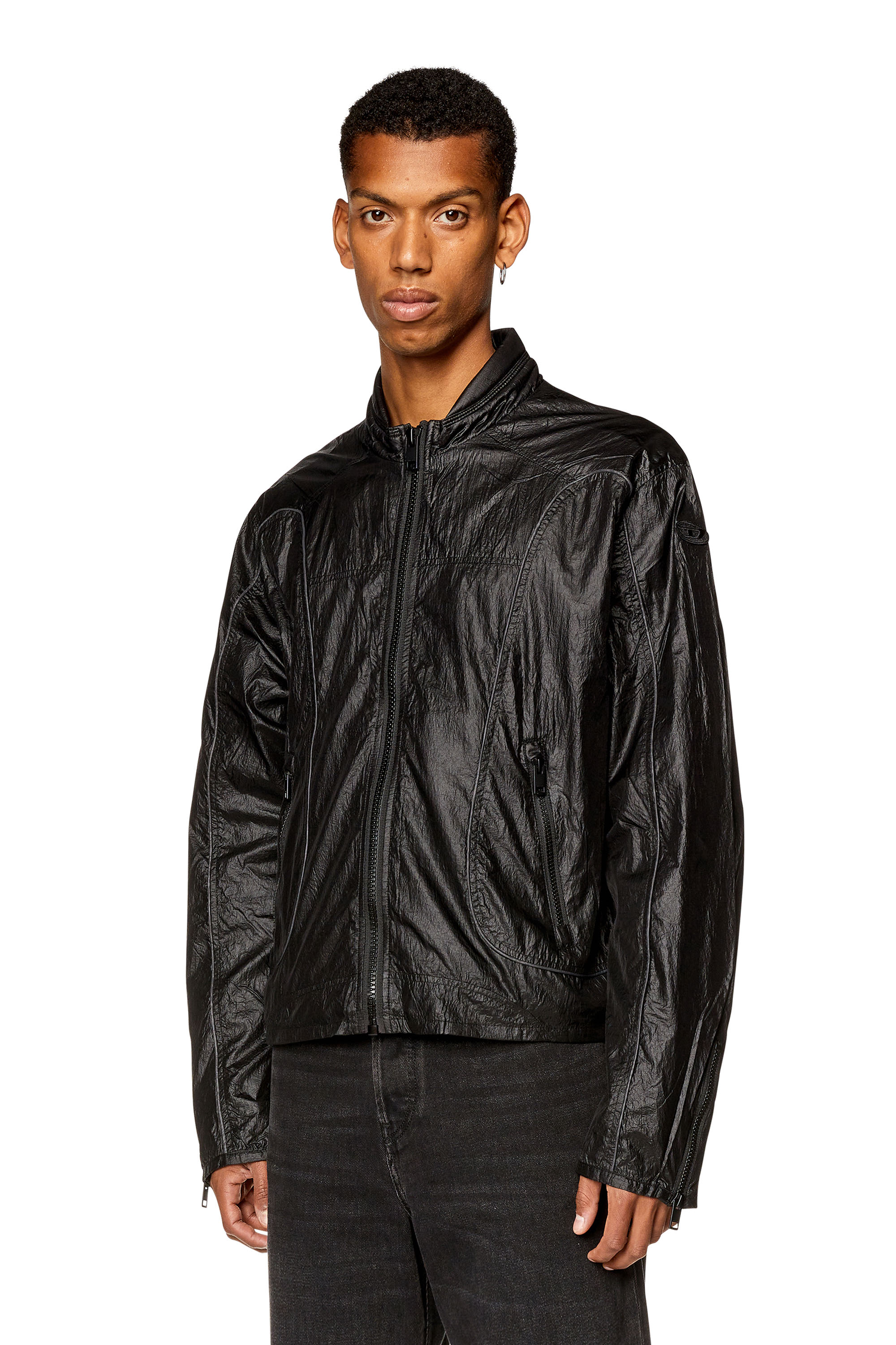 Diesel - J-BLINKID-A, Man Nylon jacket with contrast detailing in Black - Image 1