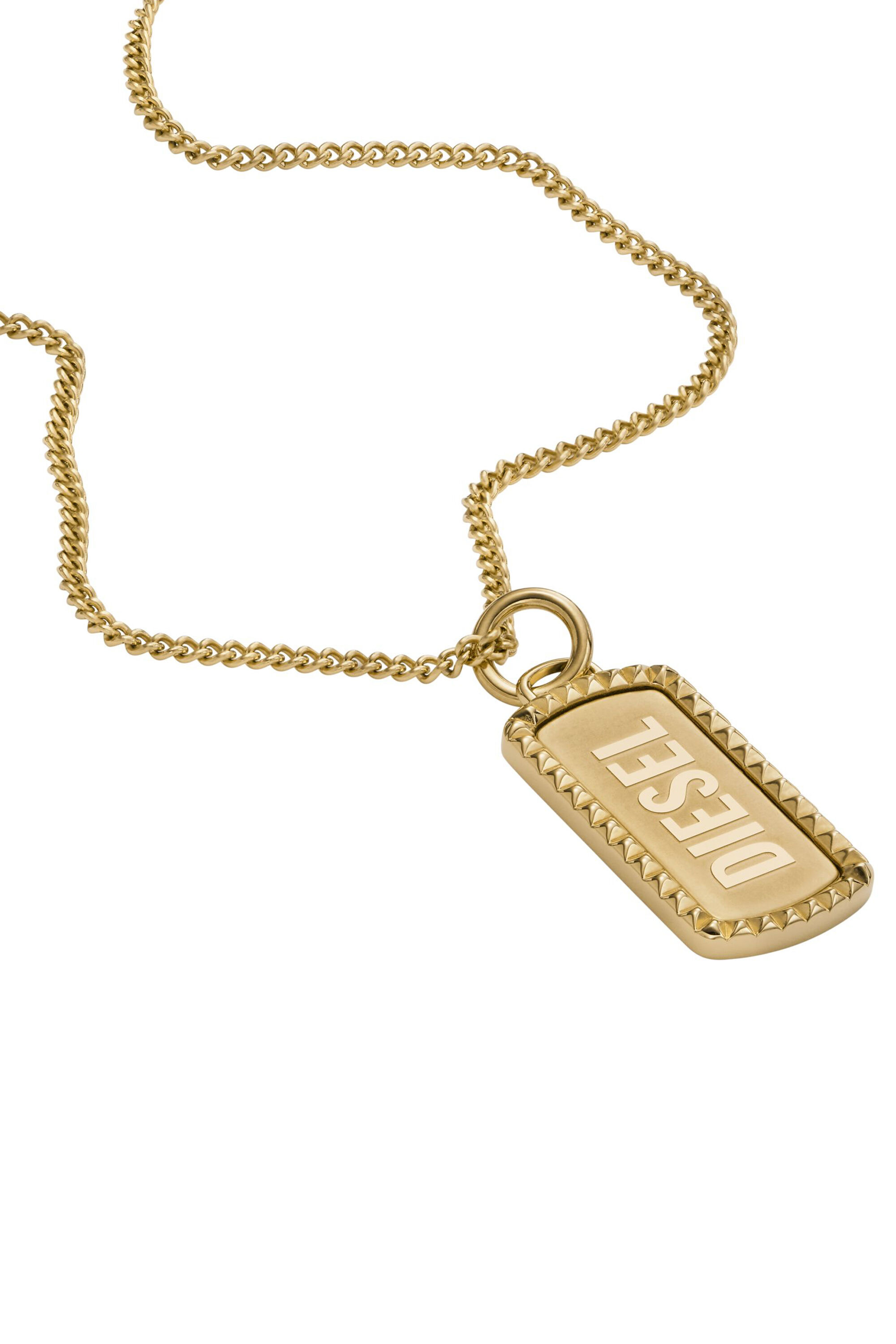 Diesel - DX1456, Unisex Gold-Tone Stainless Steel Dog Tag Necklace in Oro - Image 2