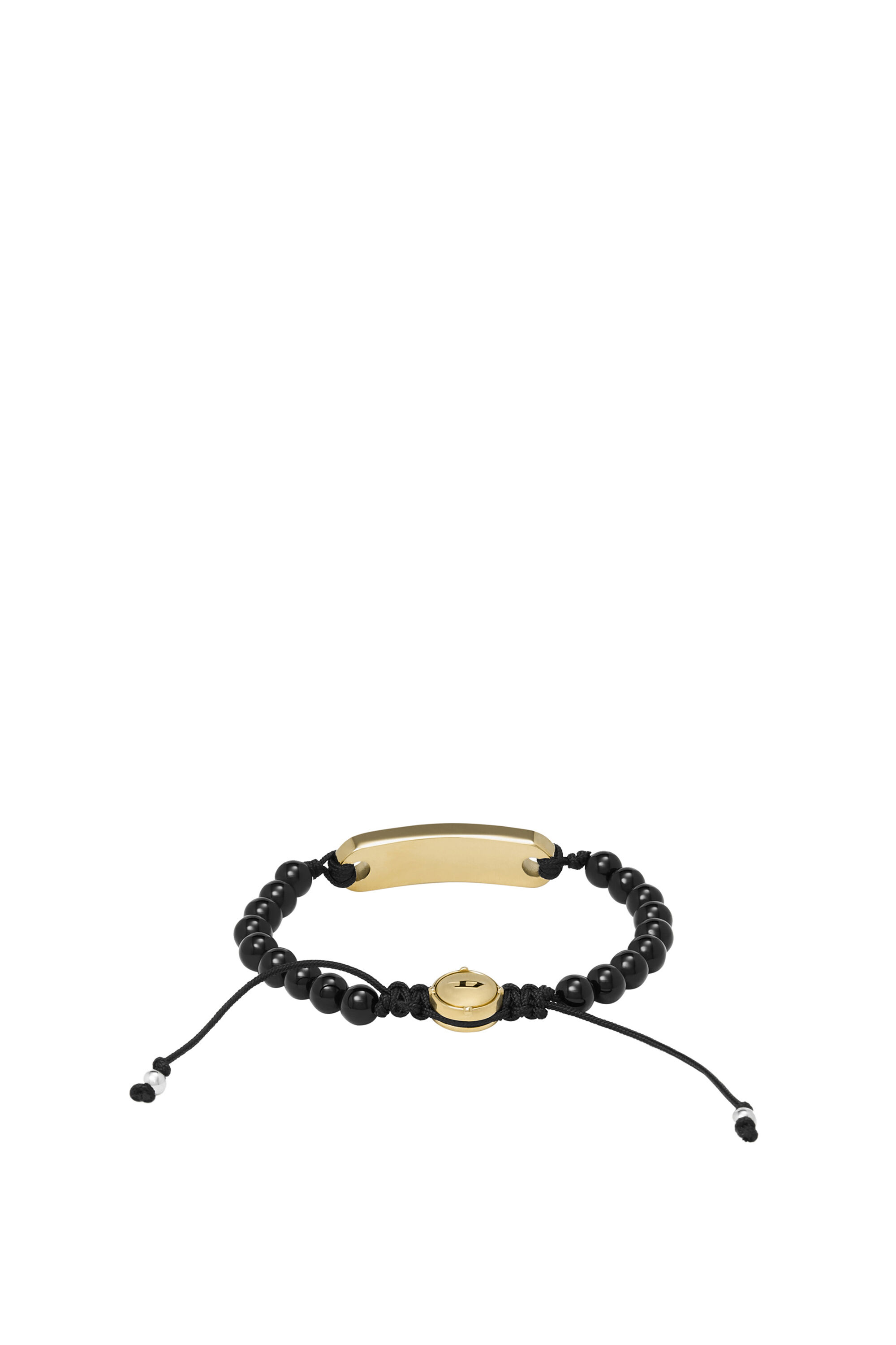 Diesel - DX1360, Man Gold Id black agate beaded bracelet in Black - Image 2