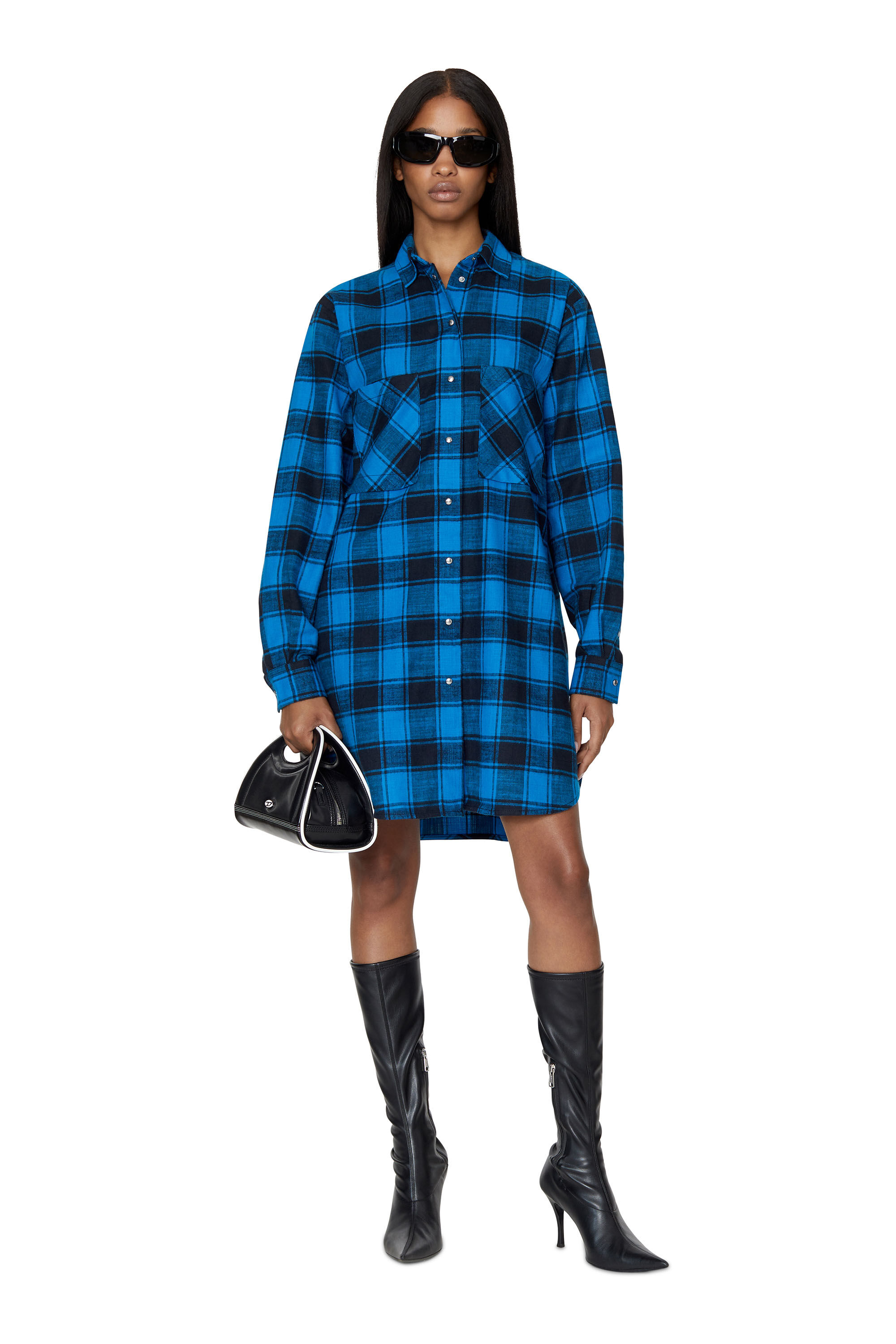 Diesel - D-SUPER-I, Woman Shirt dress in check flannel in Multicolor - Image 1
