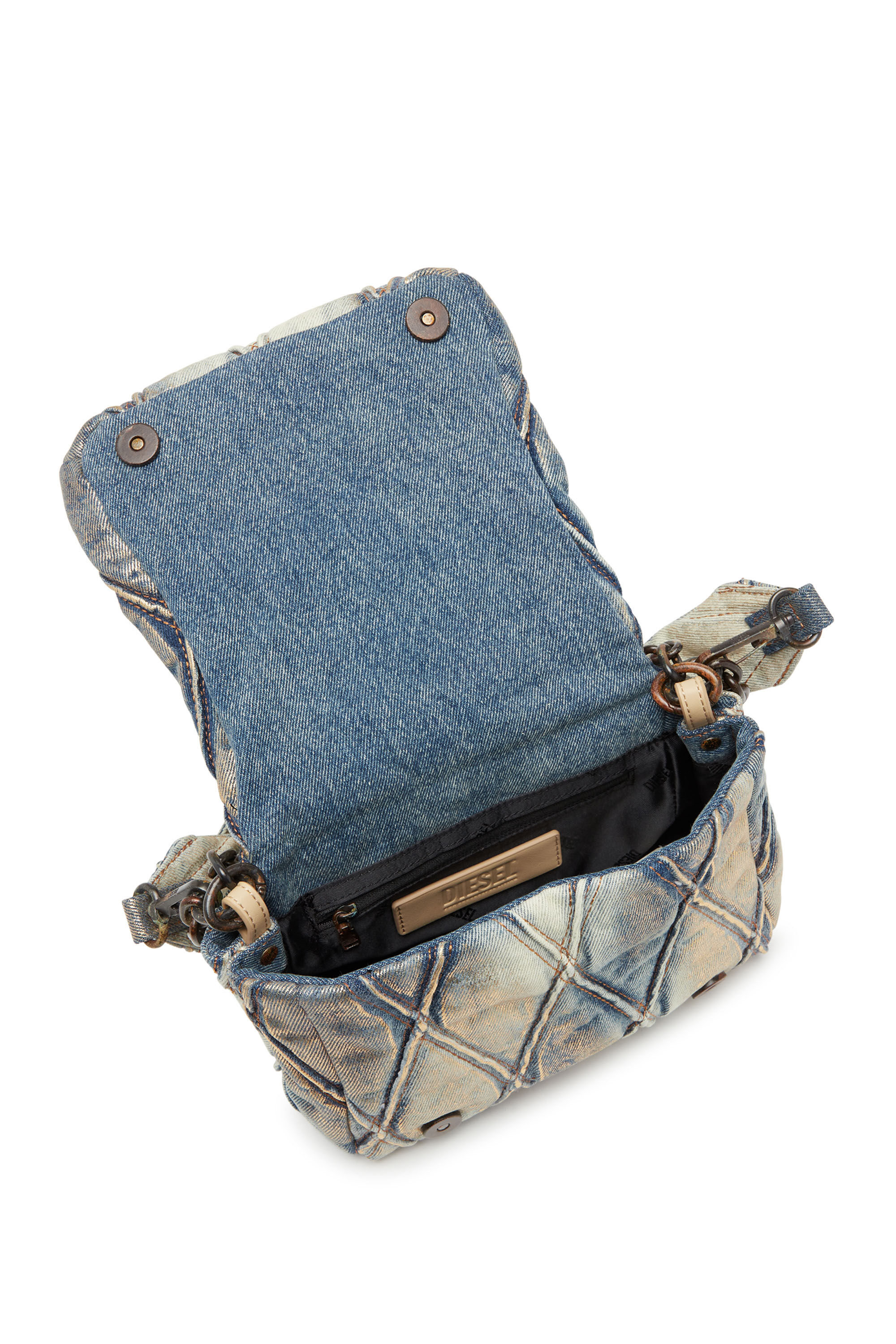 Diesel - CHARM-D SHOULDER S, Woman Charm-D S-Small shoulder bag in metallic quilted denim in Multicolor - Image 2