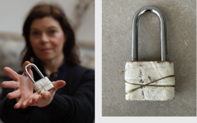 Artist Abigail Schama's ceramic padlock for the hostages at London's Lovelock Bridge, an installation opening June 5, 2024. (Courtesy)